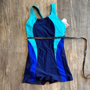 Blue and Teal One-Piece Swimsuit